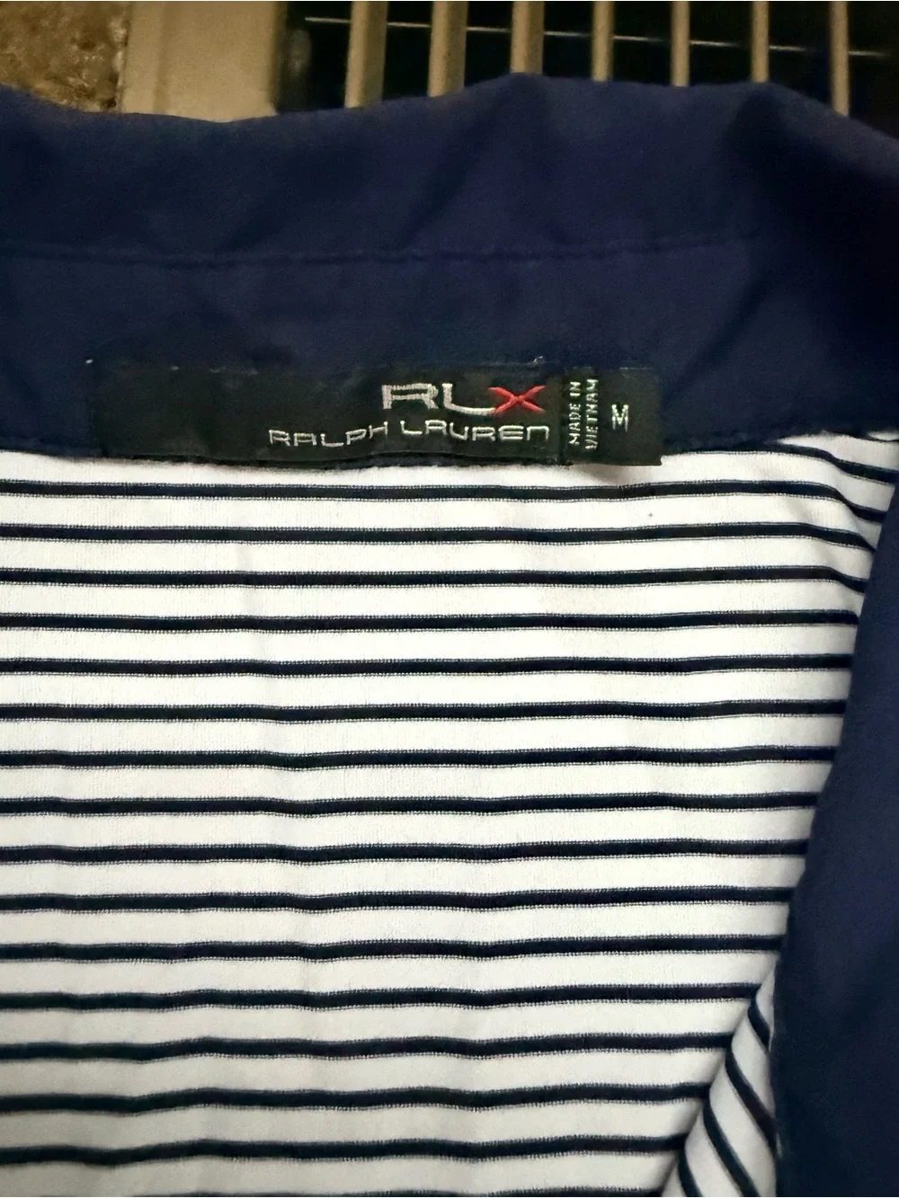 RLX RALPH LAUREN x THE MEMORIAL TOURNAMENT men’s golfpolo navy/white stripe sz m